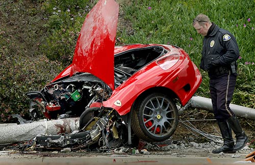 Fatal Ferrari crash splits car in two
